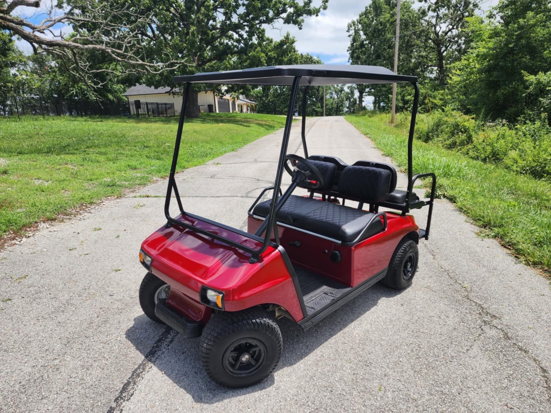 Custom Red Club Car — custom golf cart by Cartee-yay (Predator engine swap • Lift kit • Custom paint)