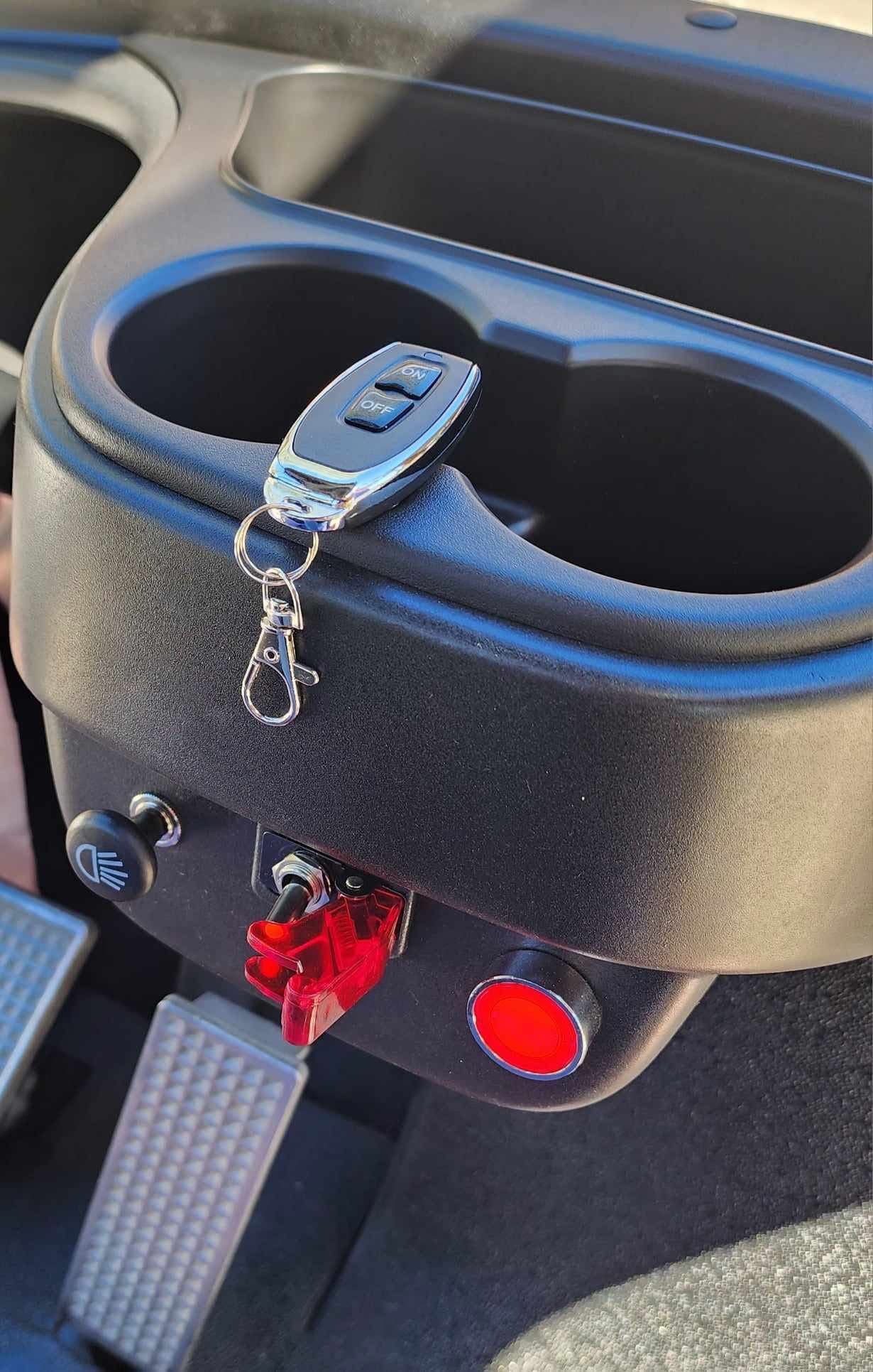 Custom dash with keyless start remote and switches